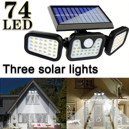 74 LED Solar Motion Sensor Light with Movement Detection, 3 Brightness Modes Outdoor Wall Lamp, Suitable for V1232-TYNGYD001