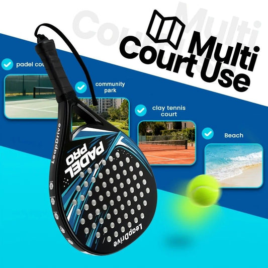 Padel Racket Carbon Fiber Lightweight Control EVA Core | Comfort Grip for Beginner & Intermediate Players(Red V1232-WAP003