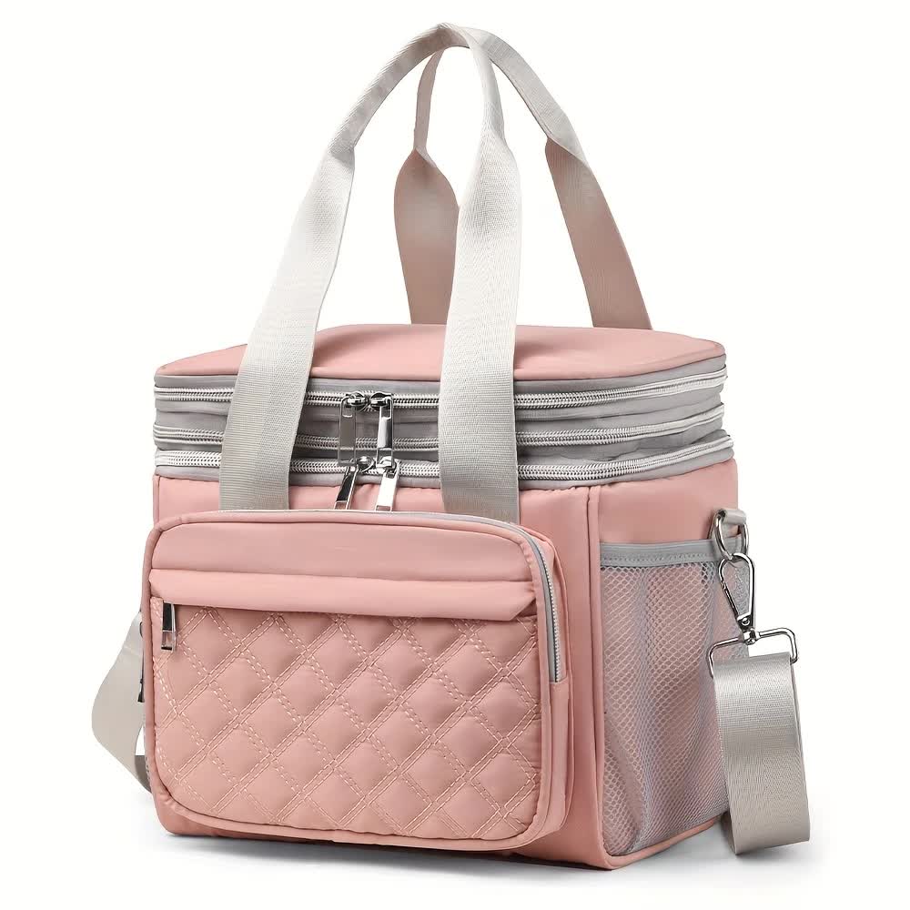 Large Capacity Travel Bag / Lunch Bag. Expandable 5cm, Multi-Compartment Storage, Hand/Shoulder Carry, V1232-WCB001