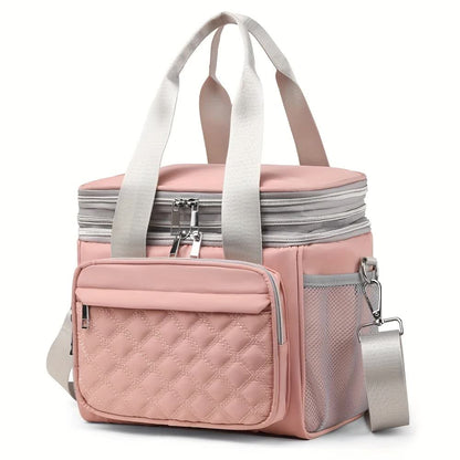 Large Capacity Travel Bag / Lunch Bag. Expandable 5cm, Multi-Compartment Storage, Hand/Shoulder Carry, V1232-WCB001