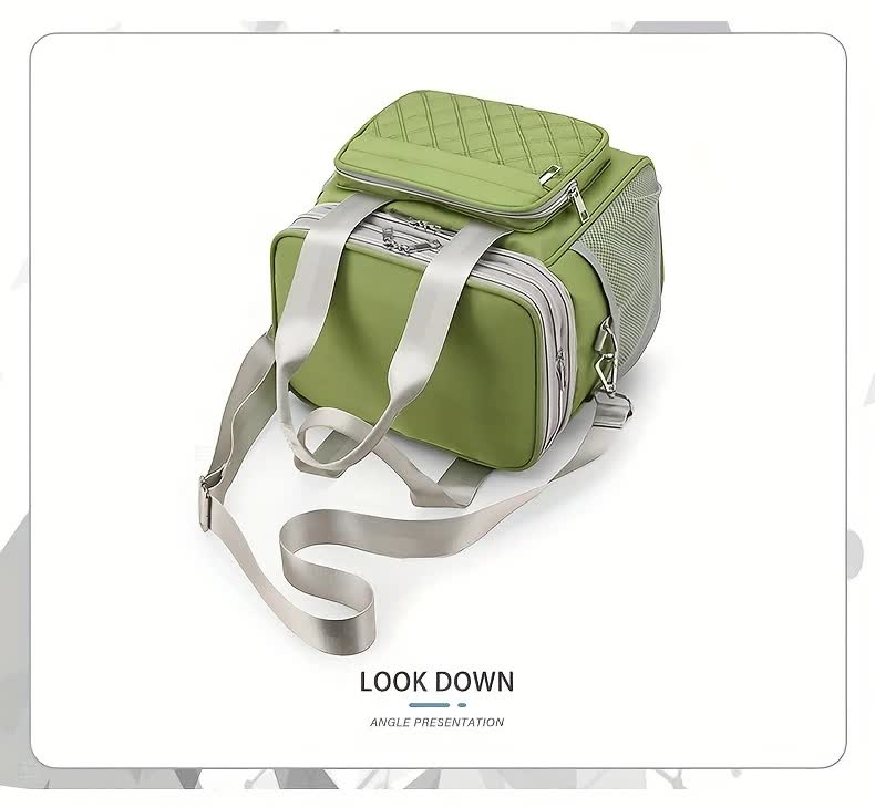 PINK Large Capacity Travel Bag / Lunch Bag. Expandable 5cm, Multi-Compartment Storage, Hand/Shoulder Carry, V1232-WCB004