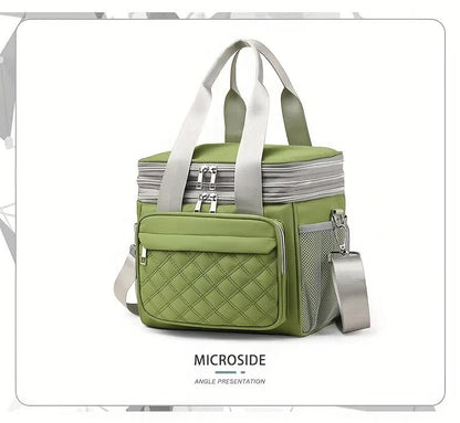 PINK Large Capacity Travel Bag / Lunch Bag. Expandable 5cm, Multi-Compartment Storage, Hand/Shoulder Carry, V1232-WCB004