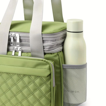 PINK Large Capacity Travel Bag / Lunch Bag. Expandable 5cm, Multi-Compartment Storage, Hand/Shoulder Carry, V1232-WCB004