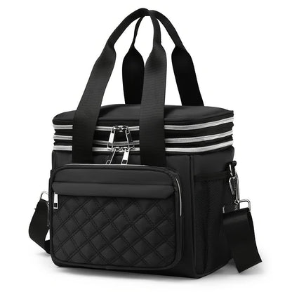 PINK Large Capacity Travel Bag / Lunch Bag. Expandable 5cm, Multi-Compartment Storage, Hand/Shoulder Carry, V1232-WCB004