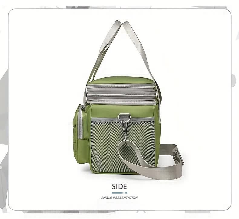 BLUE Large Capacity Travel Bag / Lunch Bag. Expandable 5cm, Multi-Compartment Storage, Hand/Shoulder Carry, V1232-WCB005