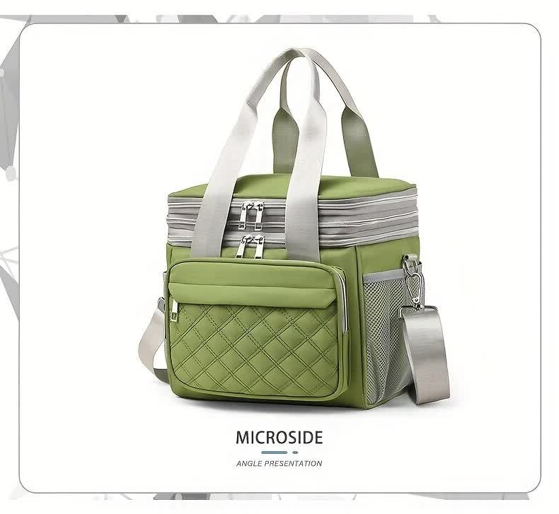 BLUE Large Capacity Travel Bag / Lunch Bag. Expandable 5cm, Multi-Compartment Storage, Hand/Shoulder Carry, V1232-WCB005