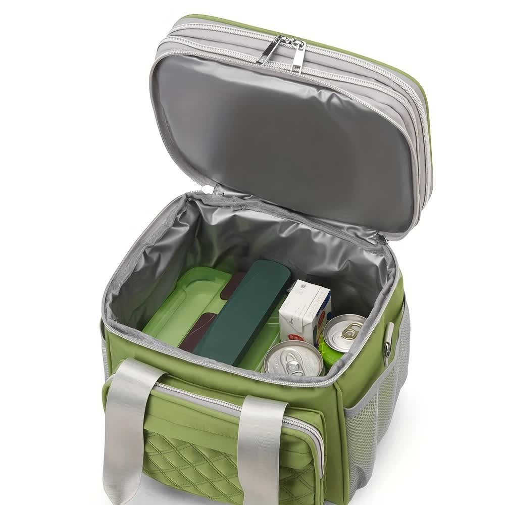 BLUE Large Capacity Travel Bag / Lunch Bag. Expandable 5cm, Multi-Compartment Storage, Hand/Shoulder Carry, V1232-WCB005