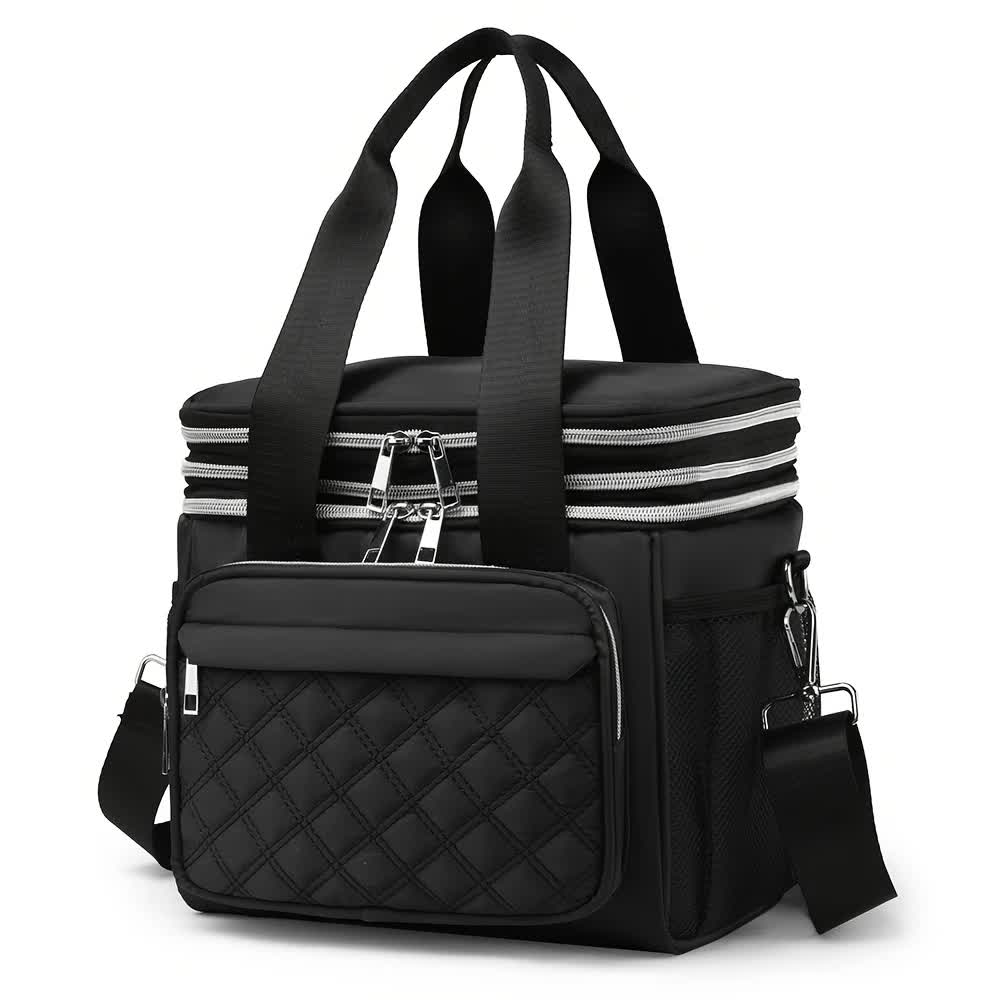 BLUE Large Capacity Travel Bag / Lunch Bag. Expandable 5cm, Multi-Compartment Storage, Hand/Shoulder Carry, V1232-WCB005