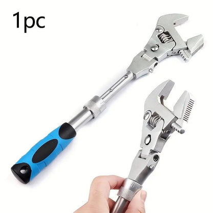 10-inch Telescoping Ratcheting Adjustable Wrench, 180-Degree Swivel Multi-Function Pipe Tool, Hardware & V1232-WHYBS001