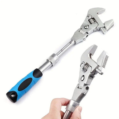 10-inch Telescoping Ratcheting Adjustable Wrench, 180-Degree Swivel Multi-Function Pipe Tool, Hardware & V1232-WHYBS001