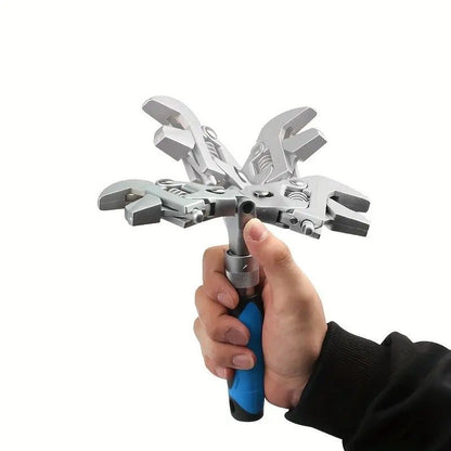 10-inch Telescoping Ratcheting Adjustable Wrench, 180-Degree Swivel Multi-Function Pipe Tool, Hardware & V1232-WHYBS001