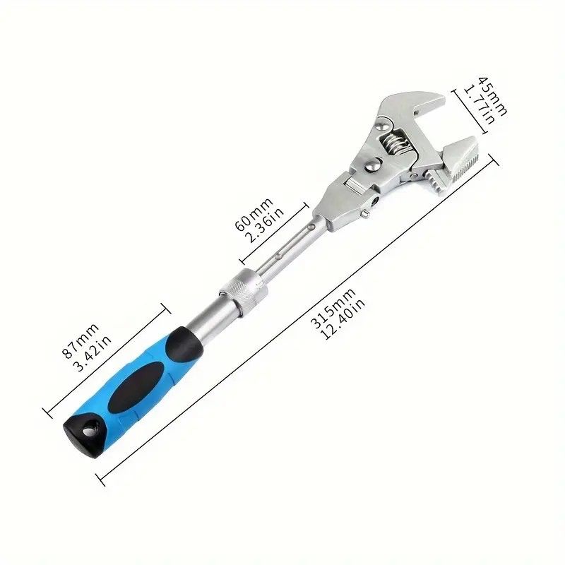 10-inch Telescoping Ratcheting Adjustable Wrench, 180-Degree Swivel Multi-Function Pipe Tool, Hardware & V1232-WHYBS001