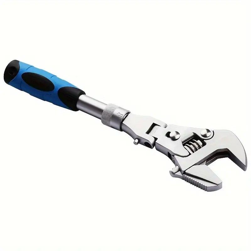 10-inch Telescoping Ratcheting Adjustable Wrench, 180-Degree Swivel Multi-Function Pipe Tool, Hardware & V1232-WHYBS001