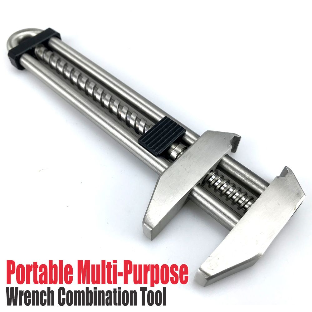 Multitool Adjustable Wrench - Portable Stainless Steel Multi-Function Wrench with Bottle Opener, Hammer & Box V1232-WNBS001