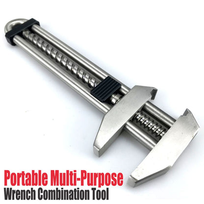 Multitool Adjustable Wrench - Portable Stainless Steel Multi-Function Wrench with Bottle Opener, Hammer & Box V1232-WNBS001