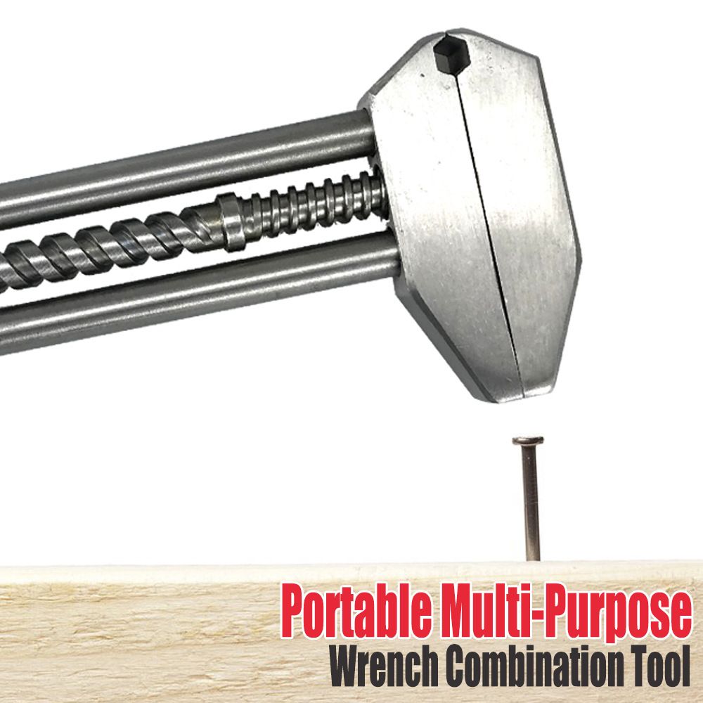 Multitool Adjustable Wrench - Portable Stainless Steel Multi-Function Wrench with Bottle Opener, Hammer & Box V1232-WNBS001