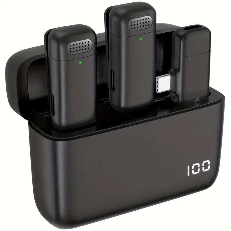 Wireless Lavalier Microphone Set: 2.4G Wireless Instant Connection, DSP Smart Noise Reduction, 84-Hour Long V1232-WXLJMKF001