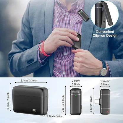 Wireless Lavalier Microphone Set: 2.4G Wireless Instant Connection, DSP Smart Noise Reduction, 84-Hour Long V1232-WXLJMKF001