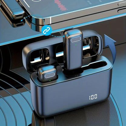 Wireless Lavalier Microphone Set: 2.4G Wireless Instant Connection, DSP Smart Noise Reduction, 84-Hour Long V1232-WXLJMKF001