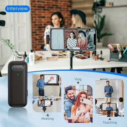 Wireless Lavalier Microphone Set: 2.4G Wireless Instant Connection, DSP Smart Noise Reduction, 84-Hour Long V1232-WXLJMKF001