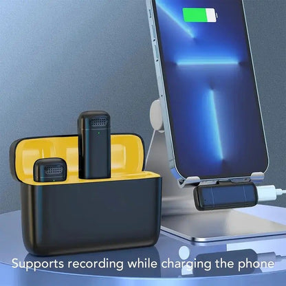 Wireless Lavalier Microphone Set: 2.4G Wireless Instant Connection, DSP Smart Noise Reduction, 84-Hour Long V1232-WXLJMKF002