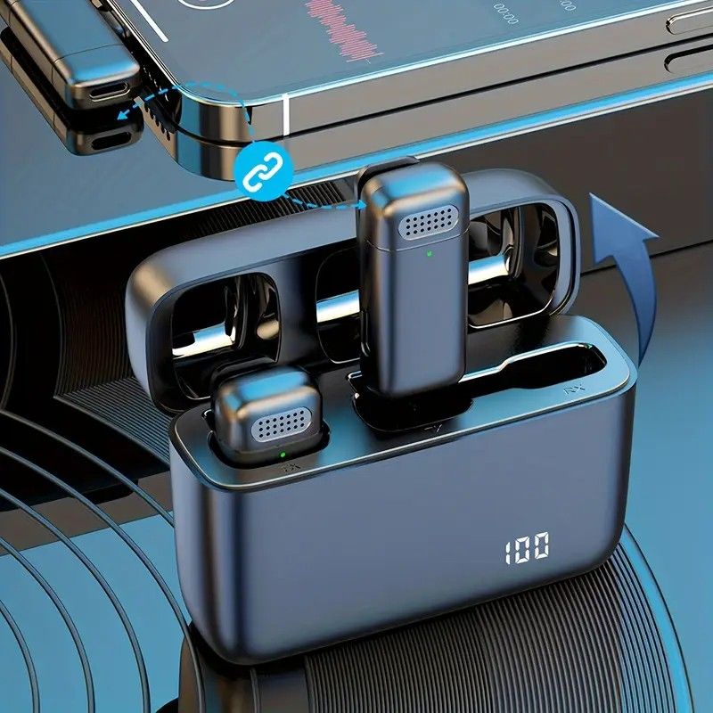 Wireless Lavalier Microphone Set: 2.4G Wireless Instant Connection, DSP Smart Noise Reduction, 84-Hour Long V1232-WXLJMKF002