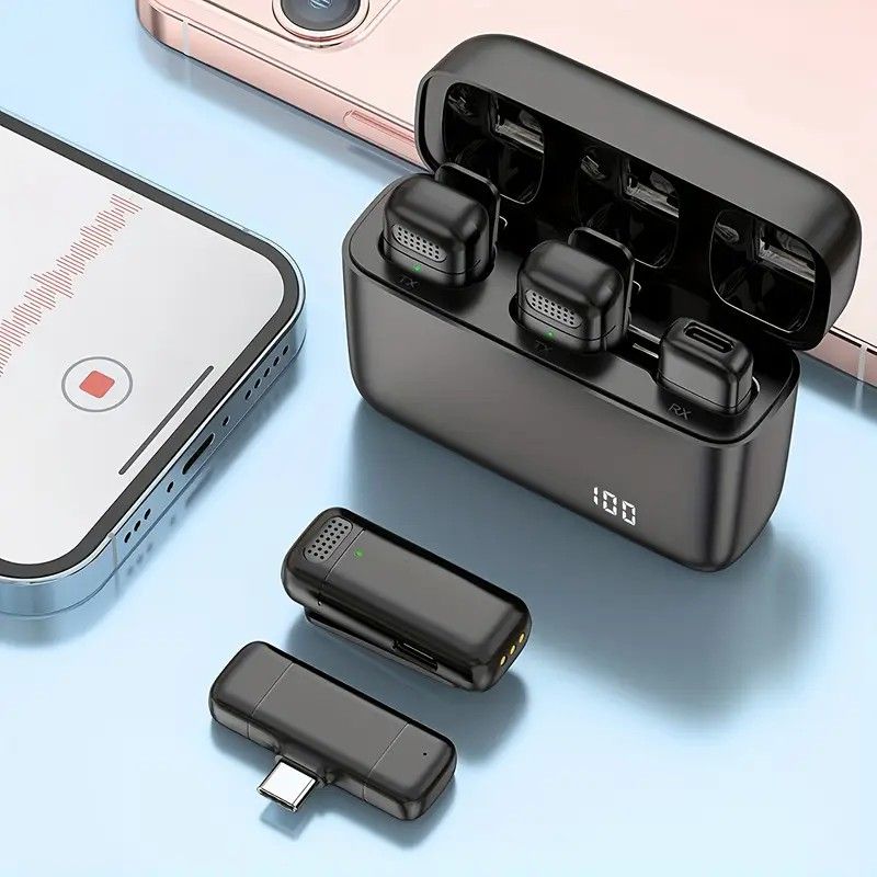 Wireless Lavalier Microphone Set: 2.4G Wireless Instant Connection, DSP Smart Noise Reduction, 84-Hour Long V1232-WXLJMKF002