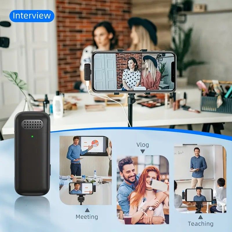 Wireless Lavalier Microphone Set: 2.4G Wireless Instant Connection, DSP Smart Noise Reduction, 84-Hour Long V1232-WXLJMKF002