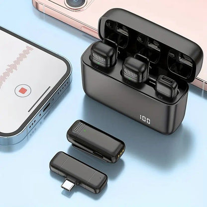 Wireless Lavalier Microphone Set: 2.4G wireless instant connection, DSP smart noise cancellation, 84-hour V1232-WXLJMKF003