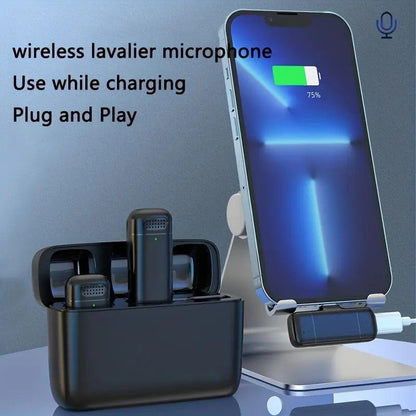 Wireless Lavalier Microphone Set: 2.4G wireless instant connection, DSP smart noise cancellation, 84-hour V1232-WXLJMKF003