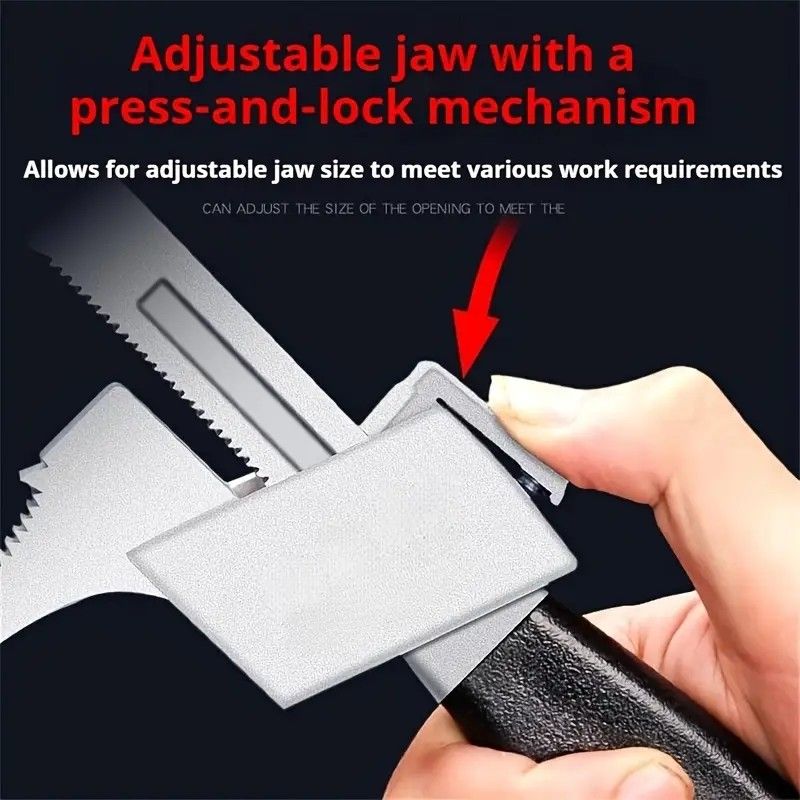 Large-Open Adjustable Basin Wrench, 3-Head Interchangeable Tight-Space Plumbing Tool, Aluminum Alloy V1232-WYBS001