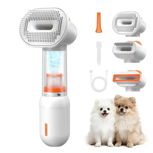 Vacuum Dog Cat Brush De-shedding Tool, 4-in-1 Self-Cleaning Slicker Brush and Undercoat Rake, De-shedding V1232-XC-GMS-001