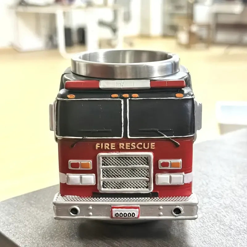 Fire Truck Coffee Cup: Three-dimensional red and black design, double-layer stainless steel for long-lasting temperature retention. Every sip brings a rescue-style ceremony.
