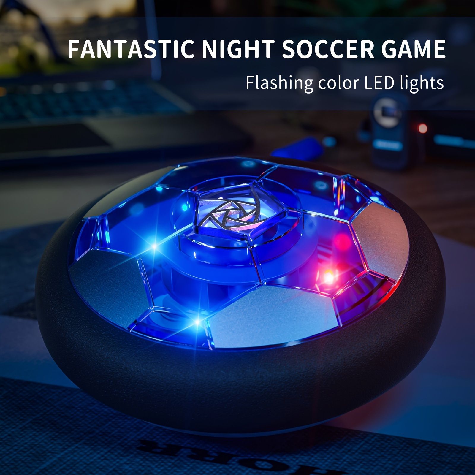 Floating Soccer Toy, Floating Rebound, LED Lights, Glides on Multiple Surfaces, Parent-Child Interaction, V1232-XFZQ001
