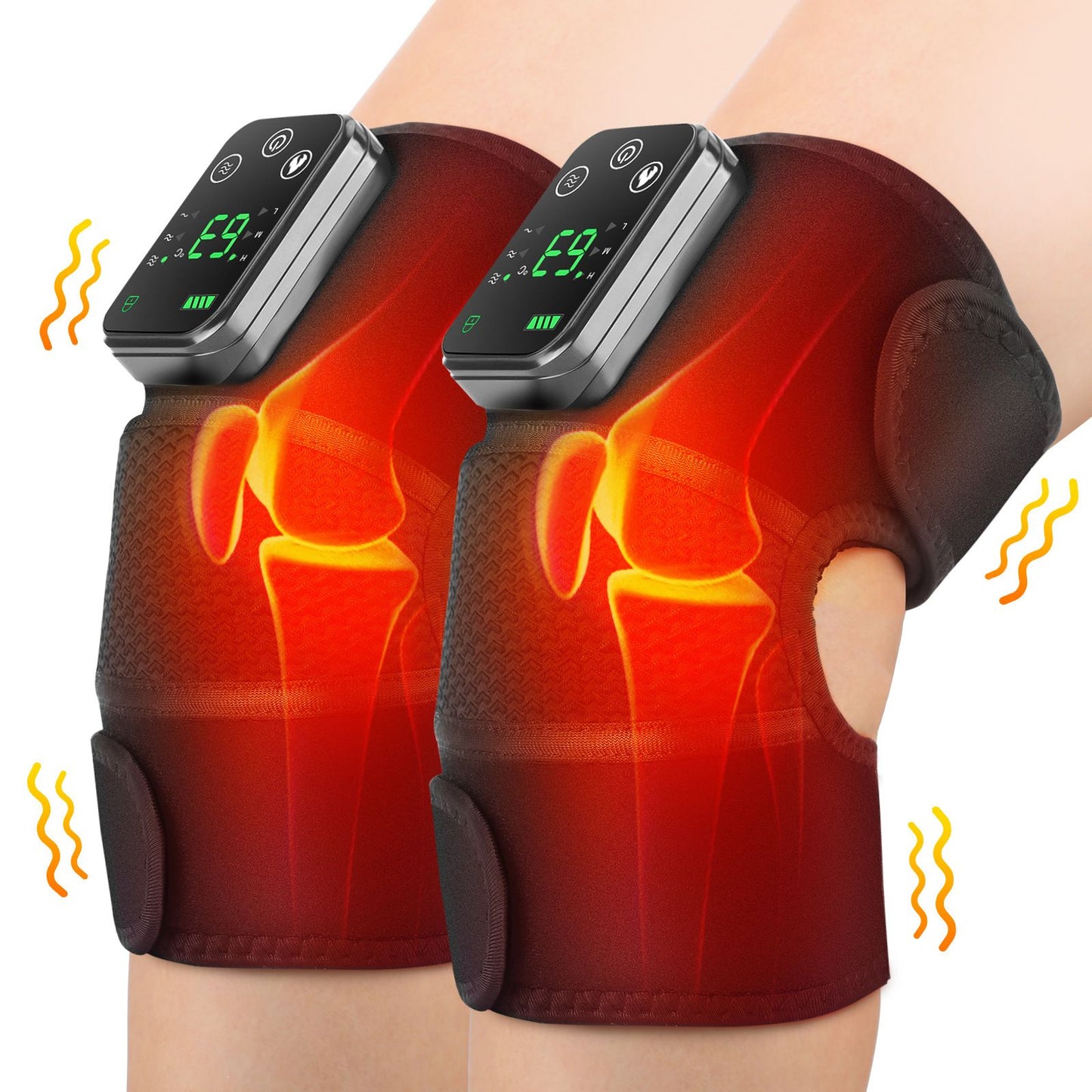 Heated Knee Massager with Heat Therapy - 3 Temp Levels, Vibration Massage, Rechargeable & Adjustable V1232-XGAMY001