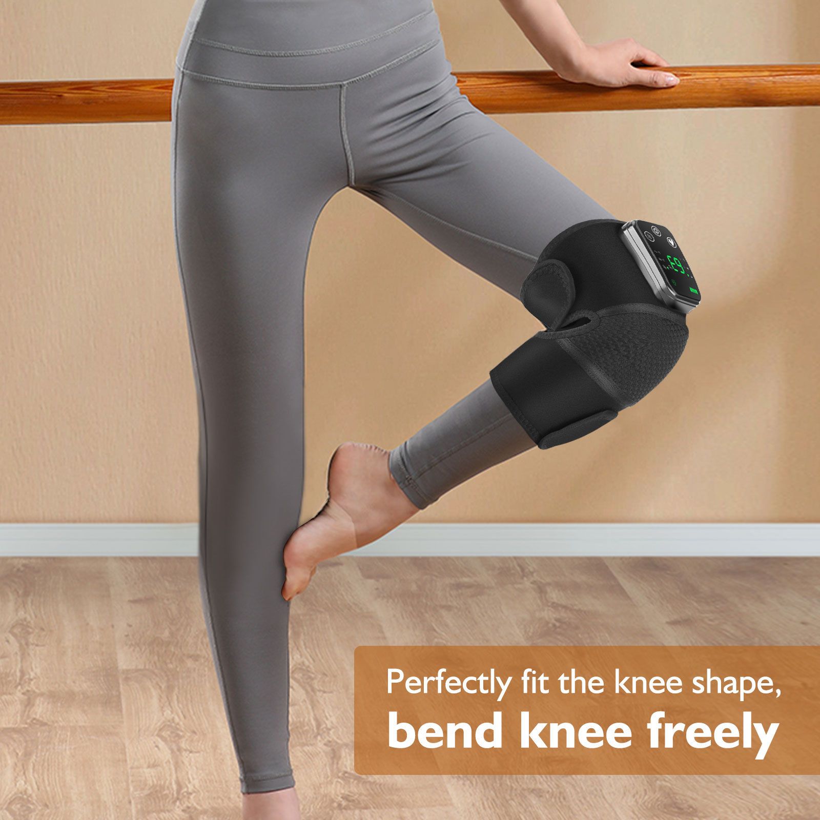 Heated Knee Massager with Heat Therapy - 3 Temp Levels, Vibration Massage, Rechargeable & Adjustable V1232-XGAMY002