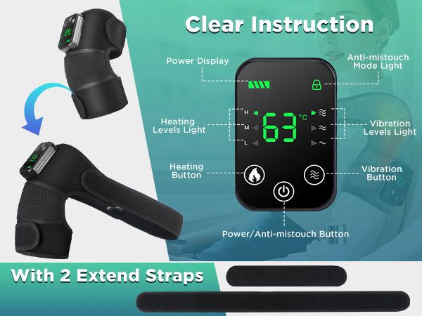 Heated Knee Massager with Heat Therapy - 3 Temp Levels, Vibration Massage, Rechargeable & Adjustable V1232-XGAMY002
