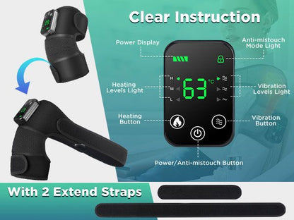 Heated Knee Massager with Heat Therapy - 3 Temp Levels, Vibration Massage, Rechargeable & Adjustable V1232-XGAMY002