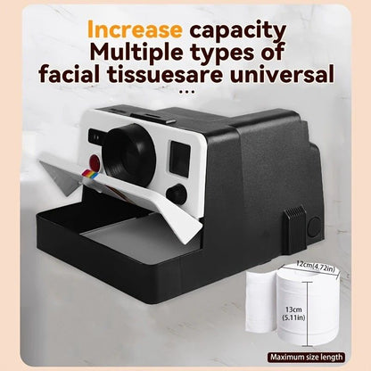 Retro Camera Toilet Paper Holder, Drill-Free Waterproof & Dustproof, Large Capacity Smooth Dispensing, New V1232-XJCZJ001