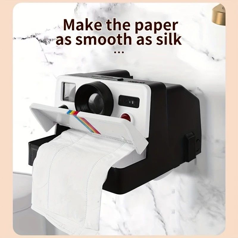 Retro Camera Toilet Paper Holder, Drill-Free Waterproof & Dustproof, Large Capacity Smooth Dispensing, New V1232-XJCZJ001