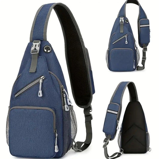 New Men's Chest Bag Lightweight Oxford Crossbody, Water-Resistant Durable Anti-Burden Shoulder Pack, V1232-XKDJB006