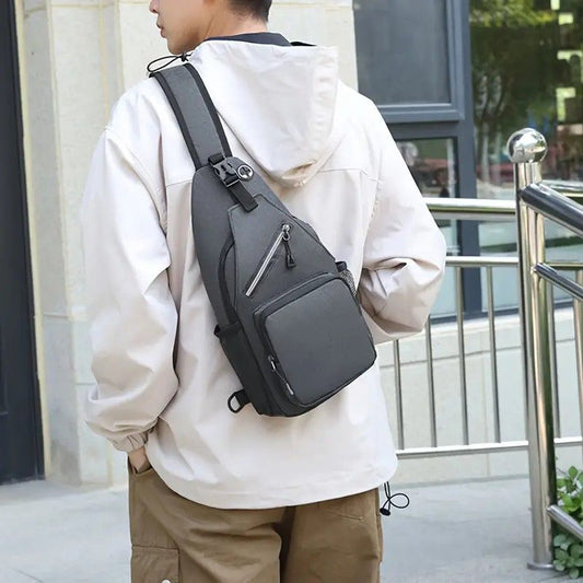 New Men's Chest Bag Lightweight Oxford Crossbody, Water-Resistant Durable Anti-Burden Shoulder Pack, V1232-XKDJB006