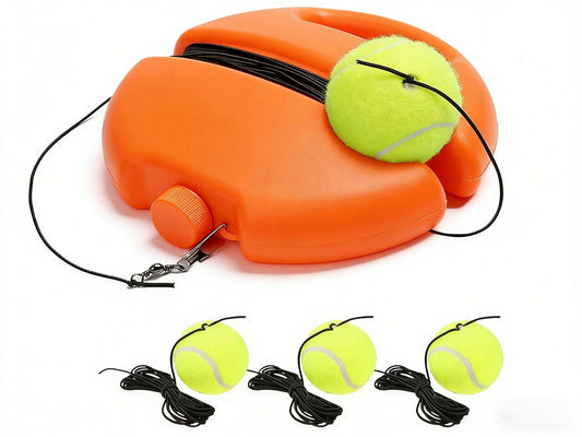 Portable Tennis Trainer: Features a water-fillable weighted base with anti-tangle design. Includes 3 tennis V1232-XLFTQ002