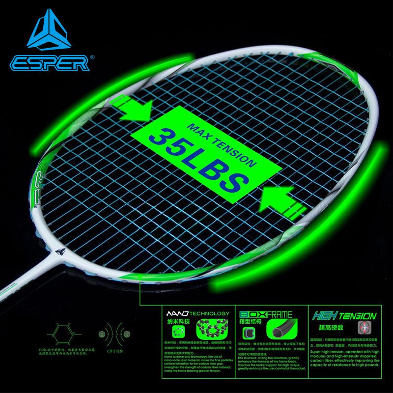 ESPER Explorer X-RACE 38S Badminton Racket 4U 84g Full Carbon Fiber Beginner G5 Aerodynamic Lightweight Racket V1232-XRACE38S001