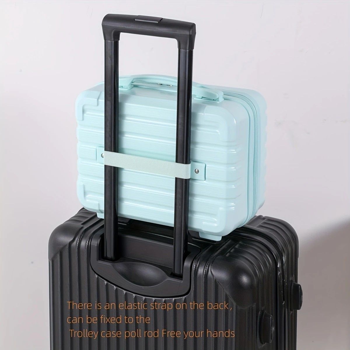 14 Inch Mini Makeup Case, Lightweight Cosmetic Travel Bag with Shoulder Strap & Zipper Closure(BLACK) V1232-XSSNB005