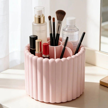 360-degree rotating makeup brush organizer, polished plastic material, no assembly required, no odor - makeup V1232-XZSNH001