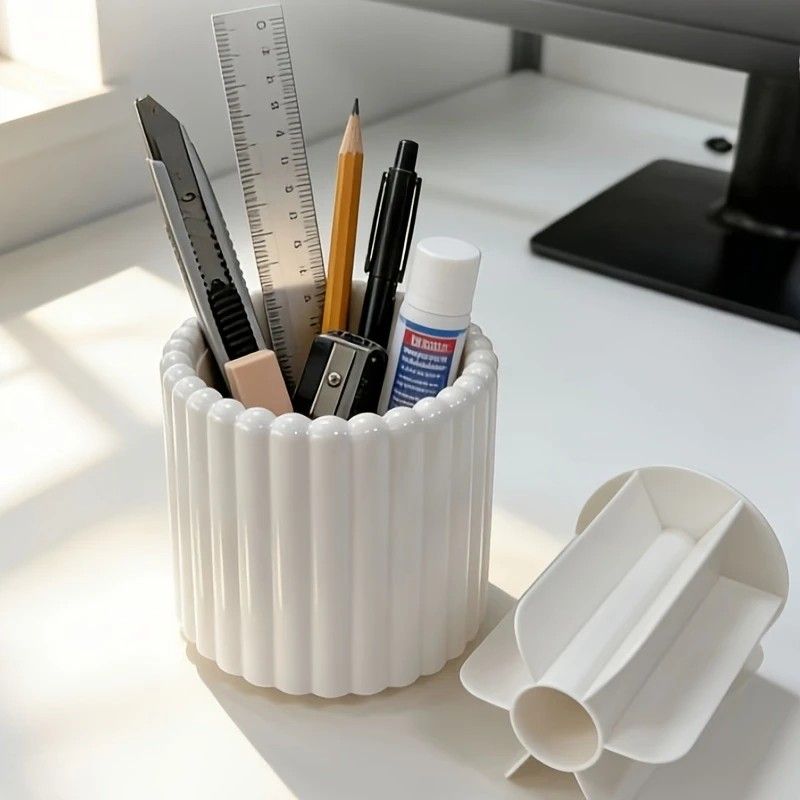360-degree rotating makeup brush organizer, polished plastic material, no assembly required, no odor - makeup V1232-XZSNH001
