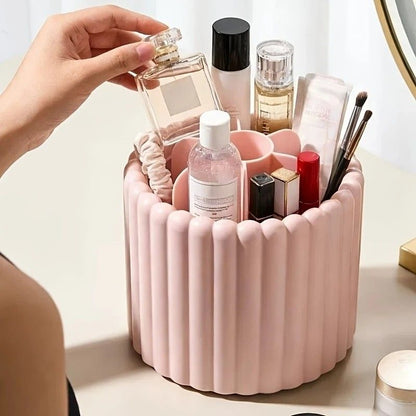 360-degree rotating makeup brush organizer, polished plastic material, no assembly required, no odor - makeup V1232-XZSNH001
