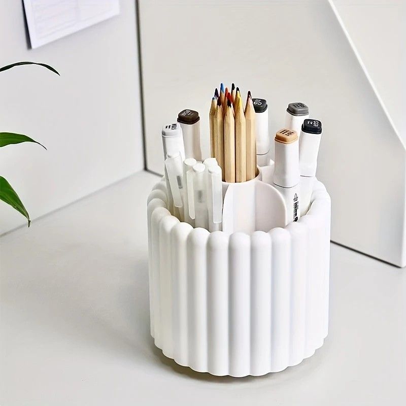 360-degree rotating makeup brush organizer, polished plastic material, no assembly required, no odor - makeup V1232-XZSNH002