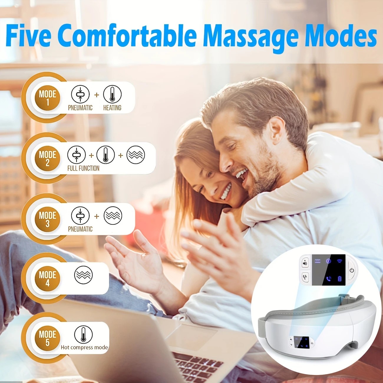4D Smart Multifunctional Eye Massager with Air Pressure, Vibration, Heating, and Music. V1232-YBAMY001